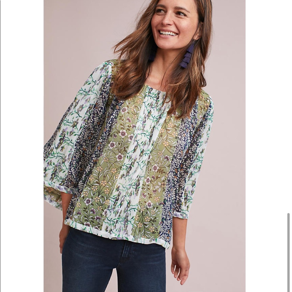 ⭐️ ANTHROPOLOGIE: Mixed Print Blouse - Picture 1 of 3
